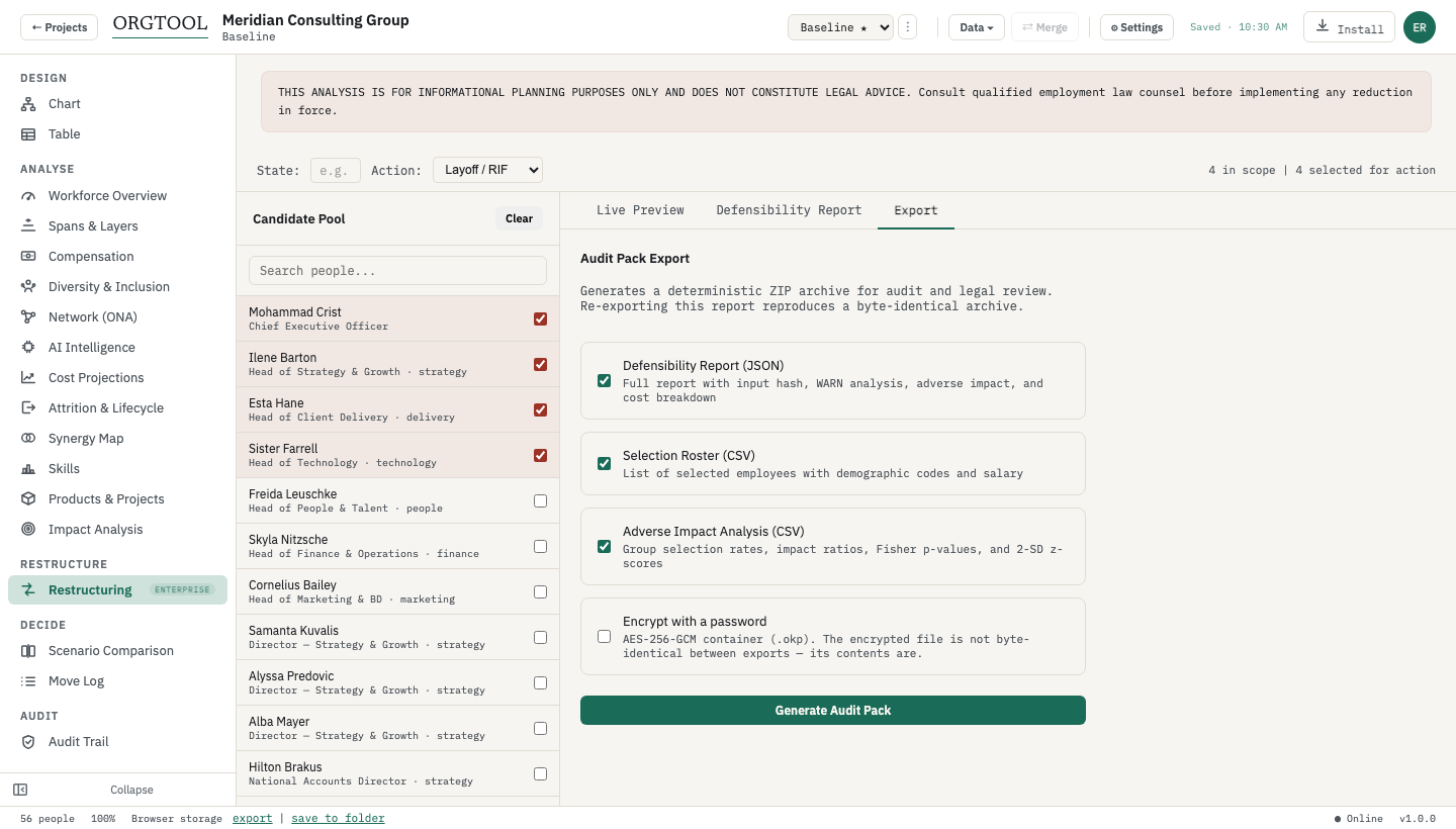 Audit pack export